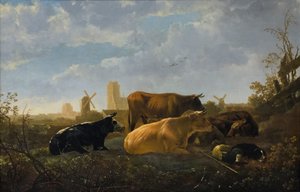 小ドート》1650-52年頃 オーク材に油彩 作： Aelbert Cuyp