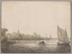 ニューマースの向こうに見えるアイセルモンドの眺め 作： Aelbert Cuyp