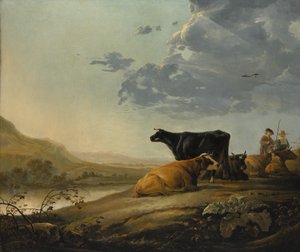 牛と若い牧夫、ca。 1655-60。 作： Aelbert Cuyp