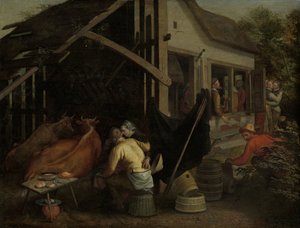 田舎の旅館で愛し合うカップル 作： Aert Pietersz. (attributed to)