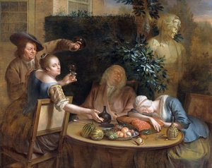 庭での飲み会、1739 作： Aert Schouman