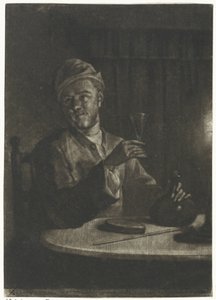 隆起したガラスを持つ男 作： Aert Schouman