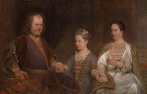 Hermanus Boerhaave (1668-1738)、ライデン大学の医学教授、妻の Maria Drolenvaux (1686-1746) と娘の Johanna Maria (1712-91) 作： Aernt de Gelder