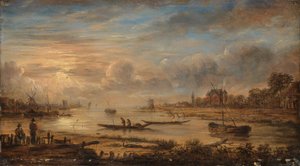 日の出のリバー ビュー 作： Aert van der Neer (copy after)