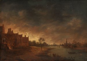 リバー ビュー バイ ムーンライト 作： Aert van der Neer (copy after)