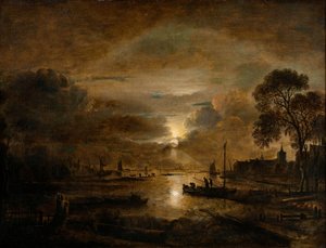 オランダ河の月光 1650年頃 油彩・カンヴァス 作： Aert van der Neer