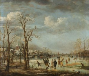 冬の川の眺め、1630-60 作： Aert van der Neer