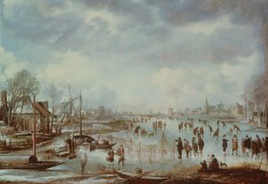 フィギュアスケートの冬景色 作： Aert van der Neer