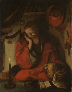キャンドルライトによる書斎の聖ヒエロニムス 作： Aertgen Claesz van Leyden (attributed to)