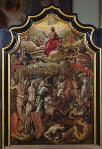 最後の審判、三連祭壇画の中央パネル、1555 作： Aertgen Claesz van Leyden