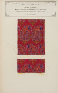 1866年に出版されたジョンフォーブスワトソンによる「インドの繊維製造業者のコレクション」からヘラートで作られた絹の布のサンプルを考え出した 作： Afghan School