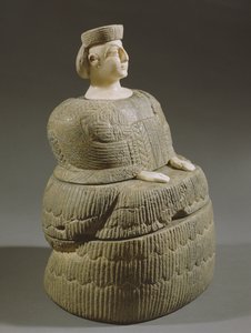 プリンセスオブバクトリアーネ、紀元前3千年紀（緑泥石と方解石）として知られるカウナケを着た女神の像
