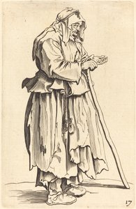 チャリティーを受け取る物乞いの女性 作： ジャック・カロに倣って
