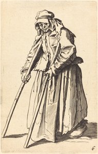松葉杖で物乞いの女 作： ジャック・カロに倣って