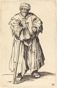 目を伏せた太った物乞い 作： ジャック・カロに倣って
