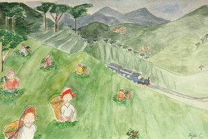 航海、ダージリン 2015年、紙に水彩 作： Agnes Girardon