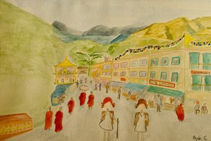 The Voyage, Dharamsala, 2015 , aquarela sobre papel 作： Agnes Girardon