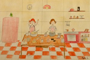 The Voyage, Cozinha, 2015 , aquarela sobre papel 作： Agnes Girardon