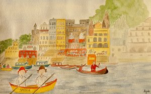 The Voyage, Varanasi, 2015 , aquarela sobre papel 作： Agnes Girardon
