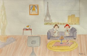 航海、居間、2015年、紙に水彩 作： Agnes Girardon