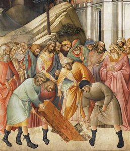 十字架の梁の1つを埋めるソロモン王、1380年頃 作： Agnolo Gaddi