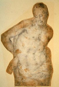 列柱のキリスト」（紙にチョーク 作： Agnolo Bronzino