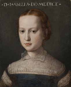 イザベル・ロモラ・ド・メディチ - イザベラ・ド・メディチ（1542-1576）の肖像」、ブロンヅィーノ、アグノロ（1503-1572）作。木に油彩。寸法：44x36cmストックホルム国立博物館 作： Agnolo Bronzino