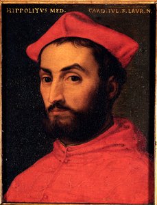 イポリット・ド・メディチ枢機卿（1511-1535）の肖像 アッロリ・アンジェロ・ディ・コジモ・ディ・ブロンジーノ（1503-1572）の絵画 - 16世紀 日 15x12 cm メディチ・リッカルディ宮殿（メディチ・リッカルディ） フィレンツェ 作： Agnolo Bronzino