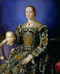 トレドのエレノアとその息子、ジョヴァンニ・デ・メディチの肖像、1544-45年頃（パネルのテンペラ）