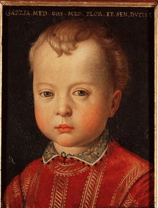 ガルツィア・ド・メディチ（ガルツィア・デ・メディチ）（1547-1562）の肖像 子供の絵 アッロリ・アンジェロ・ディ・コジモ・ディ・ブロンジーノ（1503-1572）作 16世紀 日 15x12cm メディチ・リッカルディ宮殿（メディチ・リッカルディ） フィレンツェ 作： Agnolo Bronzino