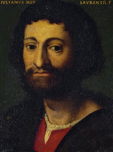 ネムール公ジュリアーノ・デ・メディチ（1479-1516）の肖像」 アグノロ・ブロンジーノ作 油彩・キャンバス