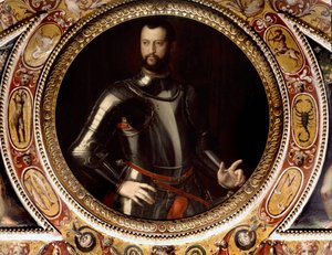 ジャン・ド・メディシス（ジョヴァンニ・ダル・バンド・ネレ）（1498-1526）の肖像」ブロンズィーノ（1503-1572）作 - フィレンツェのヴェッキオ宮殿に保存されている絵画 作： Agnolo Bronzino