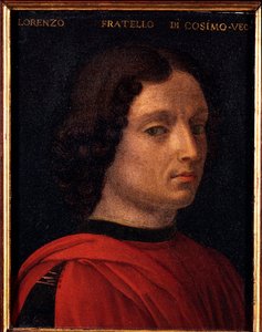 ロレンツォ・デ・メディチ（ローラン・デ・メディチ・ディ・アンシャン）（1394-1440）の肖像 アッロリ・アンジェロ・ディ・コジモ・ディ・ブロンジーノ（1503-1572）の絵画 16世紀 日 15x12 cm メディチ・リッカルディ宮殿（メディチ・リッカルディ） フィレンツェ
