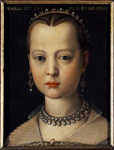 トスカーナ大公コジモ1世（Cosimo I de Medici）（1519-1574）の娘マリア・デ・メディチ（1540-1557）の肖像（トスカーナ大公コジモ1世の娘マリア・デ・メディチの肖像）ブロンヅィーノ（Agnolo di Cosimo）（1503-1572）の絵画 1551 Dim 15x12 c 作： Agnolo Bronzino