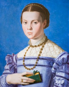 本を持った少女の肖像、おそらくジュリア・ディ・アレッサンドロ・デ・メディチ 作： Agnolo Bronzino