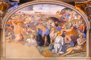 紅海の横断」 アグノロ・ブロンズィーノ（1503-1572）作 1540-1545（フレスコ画 作： Agnolo Bronzino