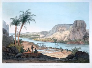 1820年、エジプトのイブサンブルにある2つの寺院の外観 作： Agostino Aglio