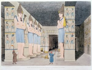 「ヌビアのイブソンブルの神殿の内部」、1820-1822 作： Agostino Aglio