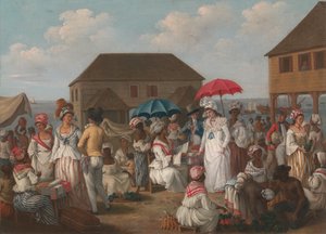 リネン マーケット、ドミニカ - マーケット シーン、1780 年頃。 作： Agostino Brunias