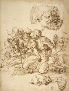 羊飼いの一団、その他の研究 作： Agostino Carracci