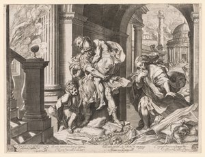 アエネアスと彼の家族の逃亡トロイ、1595年。 作： Agostino Carracci