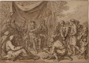 捕虜は領主の前に連れてこられる 作： Agostino Carracci