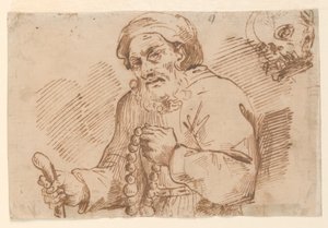 年配の巡礼者の半身像 作： Agostino Carracci