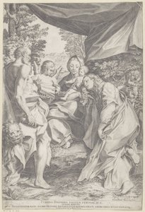 聖母子と聖ヒエロニムスとマグダラのマリア 作： Agostino Carracci