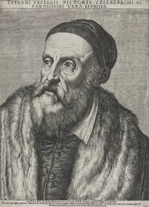 ティツィアーノの肖像、1587年（透かしの入った紙に彫刻） 作： Agostino Carracci