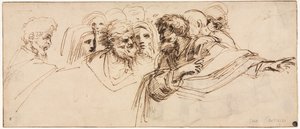 頭の直腸の研究、後半1500年代。 作： Agostino Carracci