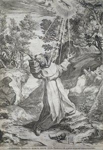 ラ・ベルナ山での聖フランシスコの汚名挽回（1224年 作： Agostino Carracci