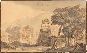 古墳のある風景 作： Agostino Mitelli