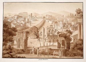 フォーラムロマナム、1833年（茶色のウォッシュでエッチング） 作： Agostino Tofanelli