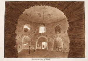 咳の神殿の内部、1833年（茶色のウォッシュでエッチング） 作： Agostino Tofanelli